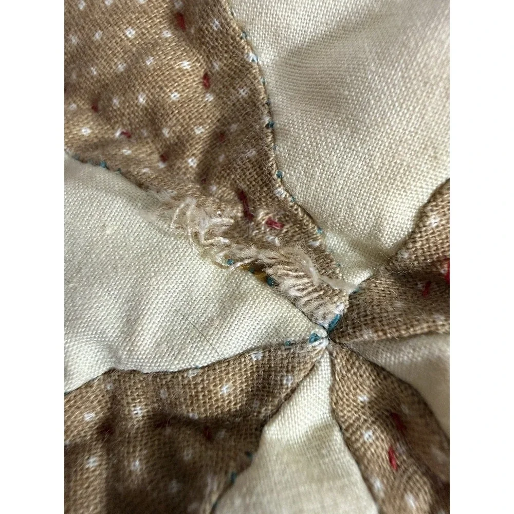 Vintage Handmade Patchwork Puffy Star Faded, Color Flaws, Twin Quilt 74